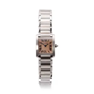 Cartier Tank Francaise Ladies Pink MOP 20mm x 25mm Steel 2384 Boxed