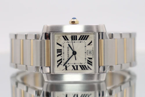 Cartier Tank Automatic 18K Yellow Gold & Stainless Steel 2302 Boxed Circa 2004