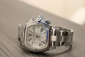 Cartier Roadster XL Chronograph White Dial Steel W62019X6 Boxed Circa 2006