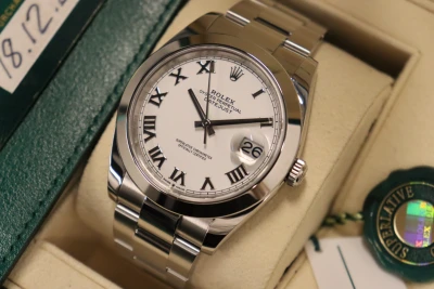 Rolex Datejust 41MM Stainless Steel White Roman Dial 126300 Box & Papers 2022