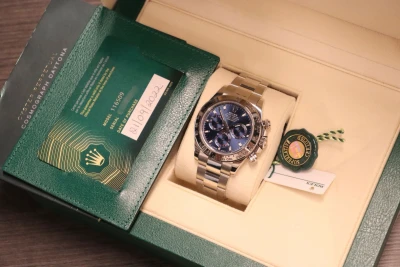 Rolex Cosmograph Daytona 18K White Gold Blue Dial Full 116509 Full Set 2022