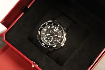 Cartier Diver 42MM Ceramic Bezel Black Dial Rubber Srap 3729 Box & Papers 2015