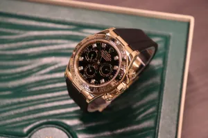 Rolex Cosmograph Daytona 18K Yellow Gold Black Diamond Dial Boxed Circa 2007