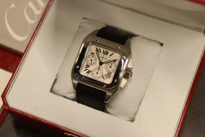 Cartier Santos XL100 Chronograph Steel Aftermarket Rubber Box & Paper Circa 2010