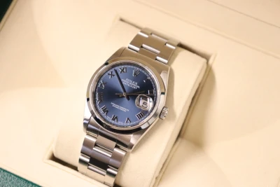 Rolex Datejust 36MM Sainless Steel Blue Roman Numeral Dial Oyster 16200 Circa 2003