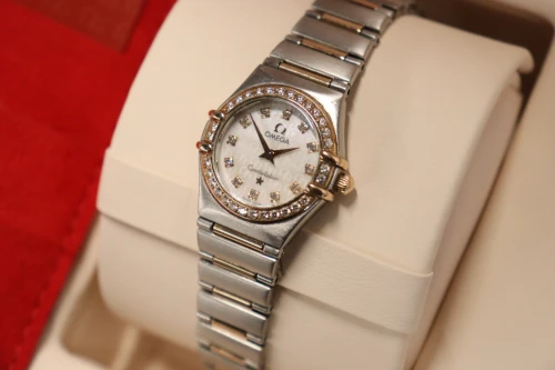 Omega Constellation 18K Rose Gold & Steel Diamond MOP Dial 13607500 B&P 2003