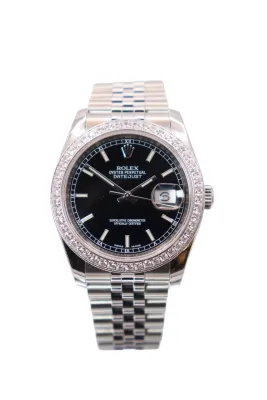 Rolex Datejust 36MM 116200 Aftermarket WG Diamond Bezel Black Dial B&P 2018