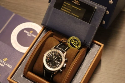 Breitling Navitimer Chronograph Stainless Steel Black Strap B&P 2019