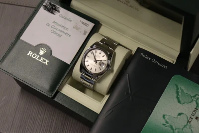 Rolex Datejust 36MM Steel Roulette Silver Dial Oyster 116200 Box & Papers 2007