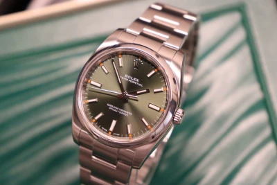 Rolex Oyster Perpetual Olive Dial 34MM 114200 Stainless Steel Boxed Circa 2018
