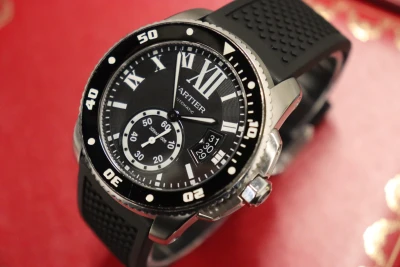 Cartier Diver 42MM Ceramic Bezel Black Dial Rubber Srap 3729 Box & Papers 2015