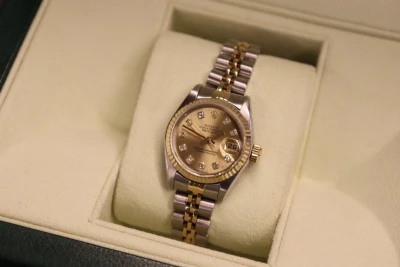 Rolex DateJust Steel & Gold Diamond Dial Fluted 26MM 69173 Boxed Circa 1985