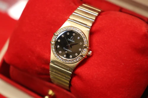 Omega Constellation 18K Rose Gold Diamond Choco Dial 25.5m 11606000 Full Set 2007