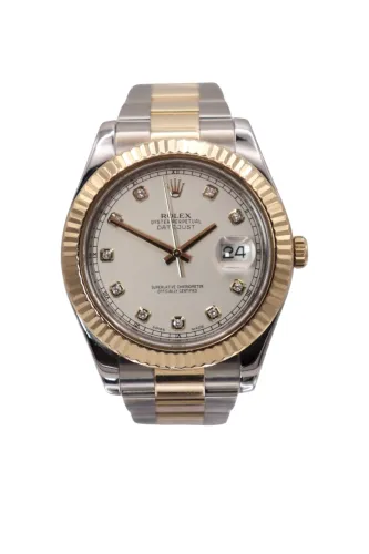 Rolex Datejust II Diamond Dial Steel & 18k Yellow Gold 116333 Boxed Circa 2014
